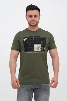 Футболка с принтом Trend Collection 5026 зеленый+принт 2XL