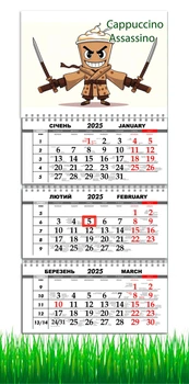 Календарь настенный на 2025 год, на три пружины, Apriori,Cappuccino Assassino ,Капучино Асасино ,29,7х61см