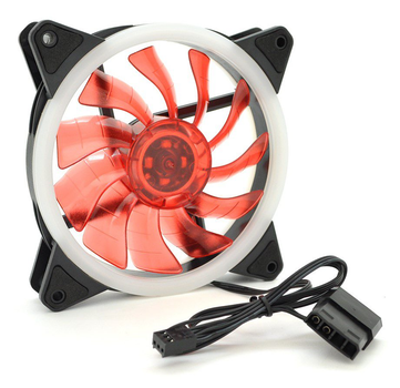 Кулер корпусной Voltronic BJ12025 DC sleeve fan 3pin+4pin, 120 120 25мм, 12V, 1200об/мин, Red, двухсторонний