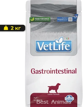 Ветеринарная диета для собак Farmina Фармина Vet Life Gastrointestinal сухой корм при заболевании ЖКТ 2 кг (8010276025289)