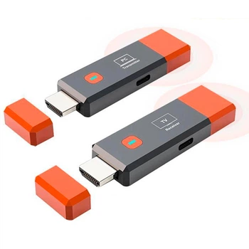 Беспроводной HDMI передатчик и приемник для передачи видео и аудио, до 50 м, поддержка 1080p, серо-оранжевый