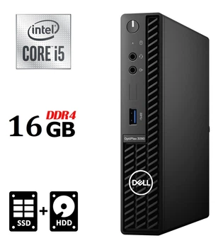 Неттоп Dell Optiplex 3090 Micro USFF / Intel Core i5-10500T (6 (12) ядер по 2.3 - 3.8 GHz) / 16 GB DDR4 / 256 GB SSD M.2 + 500 GB HDD / Intel UHD Graphics 630 / DisplayPort / Wi-Fi / Bluetooth б/у