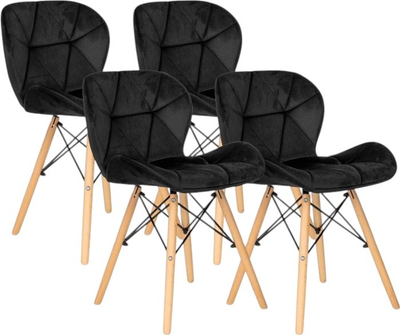 Zestaw krzeseł do kuchni i salonu ModernHome by Multistore KJC208 4 szt Black (5905817000692)