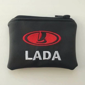 Ключница с логотипом LADA на молнии из экокожи размером 14х10 см красный значок