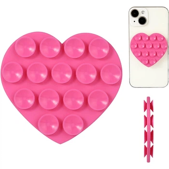 Держатель-присоска для телефона Double Side Silicone Heart Pink