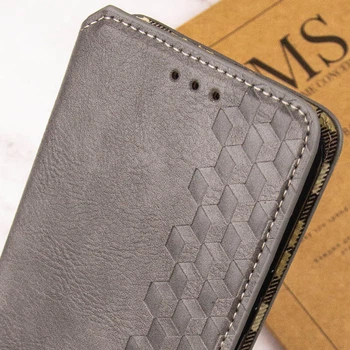 Шкіряний чохол-книжка GETMAN Cubic (PU) для Xiaomi Poco M7 Сірий