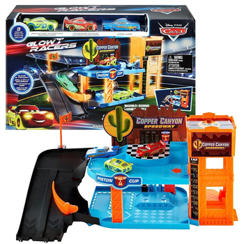 Zestaw do zabawy Disney Pixar Cars Auta Glow Racers Garaż Copper Canyon + 3 pojazdy (194735170395)