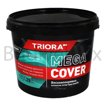 Фарба інтер'єрна TRIORA MEGA COVER Високопокривна латексна 3 л біла матова