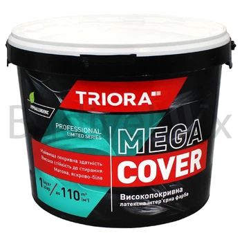 Фарба інтер'єрна TRIORA MEGA COVER Високопокривна латексна 10 л біла матова