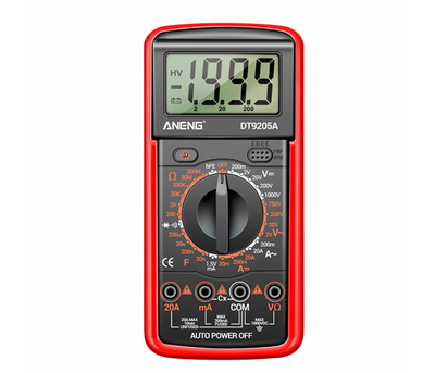 Мультиметр ANENG DT9205A-12, вимірювання: V, A, R, C, функція hFE