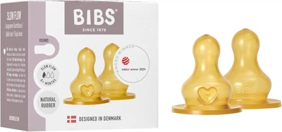 Сменные соски для бутылочки BIBS Bottle Niple 2 pack Latex Slow Flow (Медленный поток)