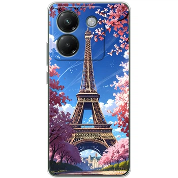 Силиконовый Чехол с Картинкой для Xiaomi Poco M7 Pro 5G Принт (Париж, Эйфелева Башня) (65788-ysm036)