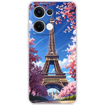 Силиконовый Чехол с Картинкой для OPPO Reno 13 Принт (Париж, Эйфелева Башня) (65483-ysm036)
