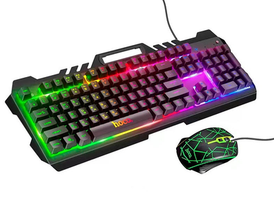 Набір ігровий 2 в 1 дротова клавіатура та мишка Hoco DI16 RGB, чорний
