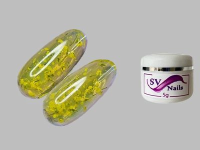 Гель з сухоцвітами для декору нігтів Flower Gel SVN 9 (5гр) жовтий