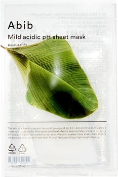 Успокаивающая маска для лица Abib Mild Acidic Ph Sheet Mask Heartleaf Fit с экстрактом хауттюйнии 30 мл (8809624725731)