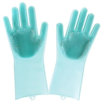 Силиконовые перчатки Magic Silicone Gloves для уборки, бирюзовые
