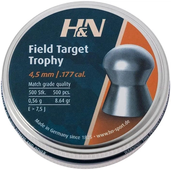 Кулі пневматичні H&N Field & Target Trophy. Кал. 4.52 мм. Вага - 0.56 г. 500 шт/уп