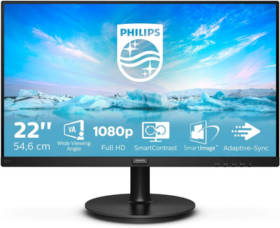 Монитор 22" Philips V Line 221V8/00 Full HD VA 75 Гц Б/В