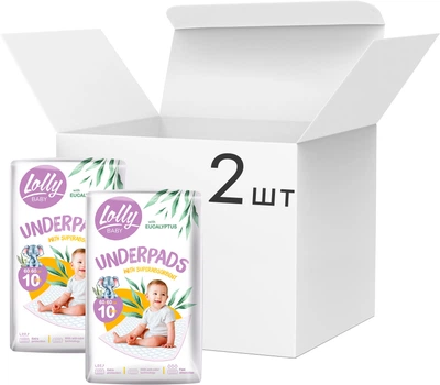 Упаковка одноразових поглинаючих пелюшок для дітей Lolly Baby 60х60 см 10 шт х 2 пачки (4820174981860)