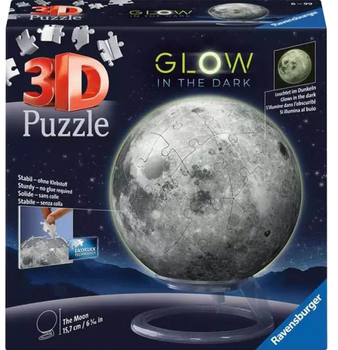 Пазл 3D Ravensburger Куля Місяць Світиться в темряві 72 елемента 11586 (4005556115860)