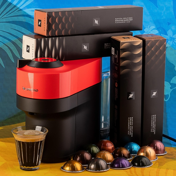 Набір Pop Summer (капсульна кавомашина Nespresso Vertuo Pop Pepper Red червоний і 52 капсули)