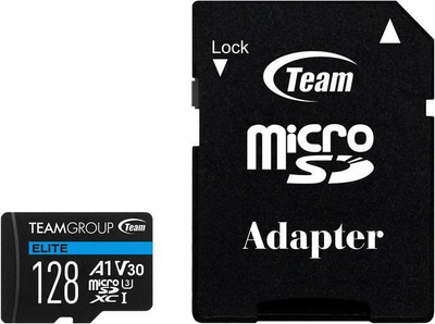 Карта памяти Team MicroSDXC 128 GB UHS-I (U3) V30 A1 Еlite (TEAUSDX128GIV30A103)