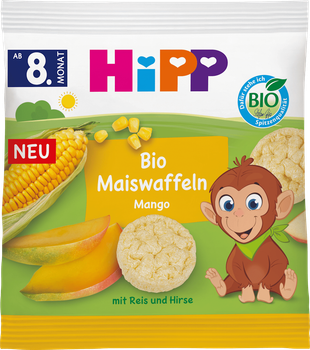 Кукурузно-рисовые лепешки со вкусом манго, для детей с 8 месяцев, TM HIPP, 23 грамм