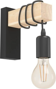 Kinkiet Eglo Townshend Wall Lamp - Black and FSC-Certified Wood (9002759435141)