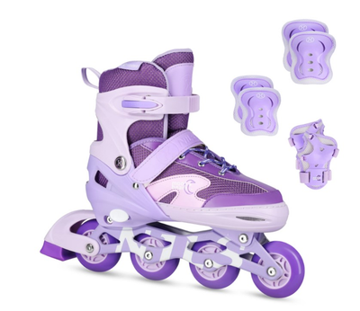 Rolki Nils Extreme NA0189 Moonbean z zestawem ochraniaczy roz. 39-42 L LED Fioletowe (5907695565133)