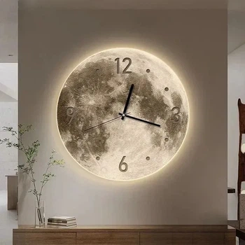 Настенные часы с LED подсветкой в форме Луны (N746)