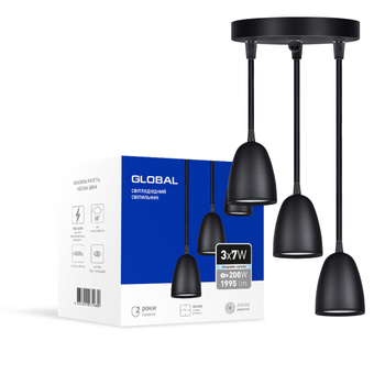 Подвесной светодиодный светильник GLOBAL 3-GPL-12241-CB 21W 4100K черный