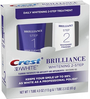 Система отбеливания зубов Crest 3D White Brilliance Daily Cleansing Toothpaste and Whitening Gel System Двухуровневая Крест очищ. паста и отбелив.
