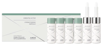 Ампули проти випадіння волосся AMOS Professional Green Tea Active Strengthening Ampoule, 6 х 20 ml