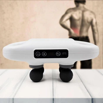Перкуссионный электрический массажер с 4 головками Four Headed Massage Gun, портативный аккумуляторный вибромассажер для тела Белый LY-672-White