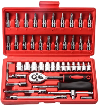 Набор инструментов 46 в 1 с трещоткой 1/4" UFT Settools3 Красный (UFTsettools3Red)