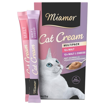 Лакомство для кошек Miamor Cat Myltipack Malt and Malt-Cream - для выведения комков шерсти у кошек (24 сток x 15г) (4000158743008)