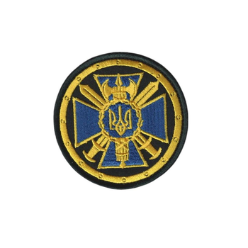 Шеврон патч на липучці СБУ Служба безпеки України, з мечами, на чорному фоні, 8см.