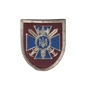 Шеврон патч на липучці СБУ Служба безпеки України, з мечами, на бордовому фоні, 7*8см.