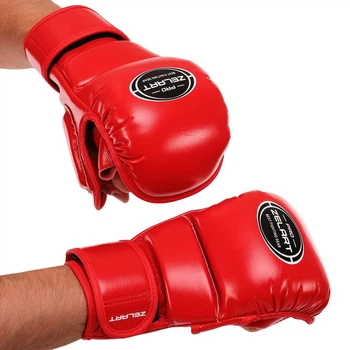 Перчатки для смешанных единоборств кожаные тренировочные крабы MMA Zelart 3495 размер L Red