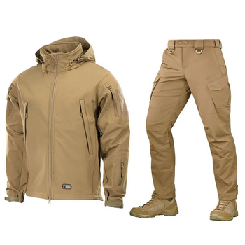 Форма M-Tac Куртка SoftShell Tan + Брюки Aggressor Gen II Flex Coyote Brown розмір S