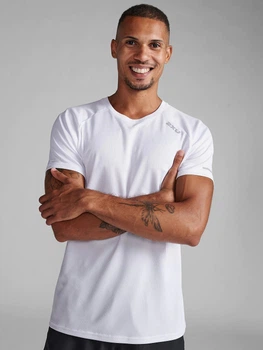 Футболка спортивная длинная мужская 2XU Aero Tee MR6557a_WHT/SRF 2XL Белая (9336340993483)