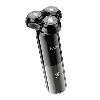 Портативная аккумуляторная бритва Hoco HP35 LED-дисплей, 600 мАч, 3200 об/мин, влагозащита IPX7, 60 минут работы для сухого и влажного бритья Black