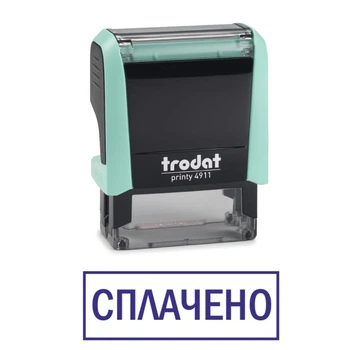 Штамп СПЛАЧЕНО на автоматической оснастке Trodat 4911 размером 38х14 мм Пастель зелёный (в рамке)