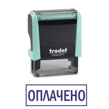 Штамп ОПЛАЧЕНО на автоматической оснастке Trodat 4911 размером 38х14 мм Пастель зелёный (в рамке)