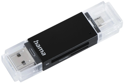 Czytnik kart Hama Basic USB 2.0 SD / microSD microUSB Black (4047443405531)