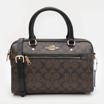 Сумка кросс-боди через плечо женская из натуральной кожи Coach Rowan Satchel In Signature Canvas BG-COA-31 Коричневая (193971505398)