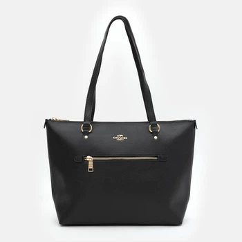 Сумка шоппер женская из натуральной кожи Coach Gallery Tote Black BG-COA-40 Черная (193971357614)