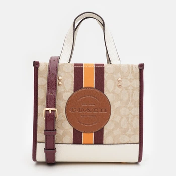 Сумка крос-боді через плече жіноча з натуральної шкіри маленька Coach Dempsey Tote 22 BG-COA-49 Хакі (195035481457)