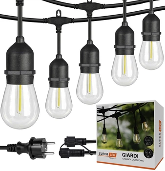Садовая гирлянда 5м с 5 LED-лампами E27 – наружное декоративное освещение с возможностью соединения, SuperLED